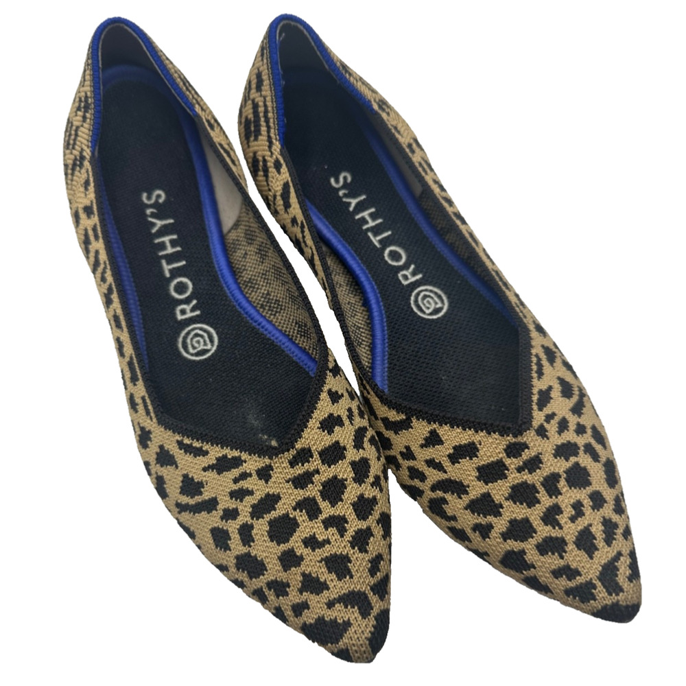 Rothy's Leopard Print Pointed Toe Flats - Brown/Black